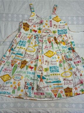 Vintage E&K Hawaiian Waikiki North Shore Beach Print Sundress Girls 5/6